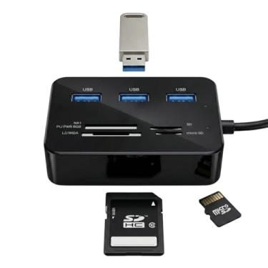 Imagem de Hub USB 7 em 1 com Leitor de Cartões Adaptador Micro SD TF MS Pro Duo Plug & Play PC Notebook