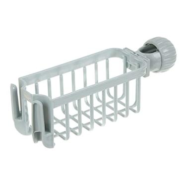 Imagem de Suporte para Esponja de Cozinha Escova Organizador Sabão Porta-Objetos Faucet Sink Bandeja Banheiro Prateleira Drenadora com Gancho Escondido Buracos Drenagem Econômico em Espaço PP