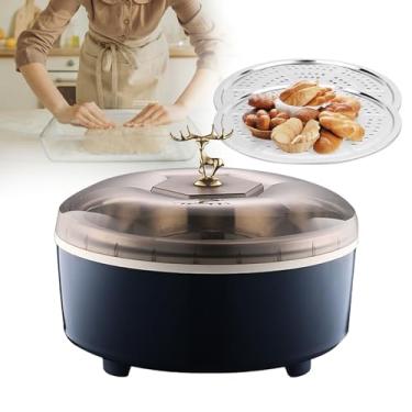 Imagem de ZDJZMGZ Caixa à prova de massa, caixa de fermentação de massa de pizza, com 2 prateleiras redondas para vaporizador, controle de temperatura + função de tempo, adequada para fazer pão, iogurte, licor