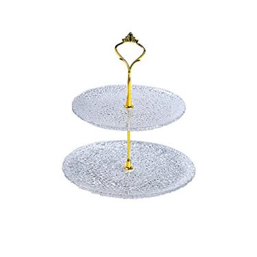 Imagem de U5GAAALPPQ9 Suporte de bolo suporte de bolo de vidro bandeja de lanche multicamadas pão e frutas mesa de sobremesa de três camadas chá da tarde exibição doces Tu para exibição de mesa de sobremesa