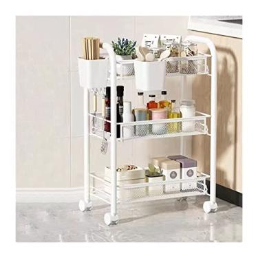 Imagem de WUHUQN Prateleiras para armazenamento móvel rack de armazenamento de chão multicamadas rack de armazenamento de cozinha banheiro quarto carrinho de armazenamento rack de armazenamento rack de