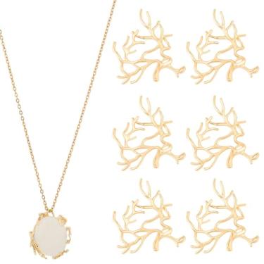 Imagem de Beebeecraft 1 caixa, 10 peças, pingentes de galho de árvore, banhado a ouro 18 K, latão, forma de ramo, espaços em branco, configuração de pingente de garra, ajustável, suporte para fazer joias