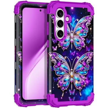 Imagem de Rancase Capa para Galaxy S25 FE, proteção resistente à prova de choque de três camadas de plástico rígido + capa protetora de borracha de silicone macio para Samsung Galaxy S25 FE, brilha no escuro