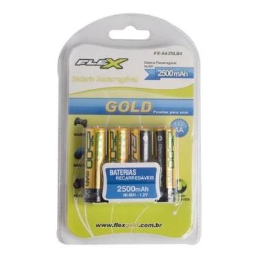 Imagem de Pilha Recarregável Flex Gold Aa Fx-Aa25Lb4 2500 Mah Ni-Mh