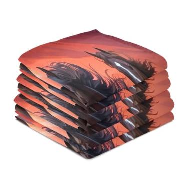 Imagem de Wassud Toalhas de cozinha cavaleiros ao pôr do sol panos de prato de cozinha pacote com 6 panos de prato macios com laço para pendurar toalha de mão de secagem rápida super absorvente toalhas de chá