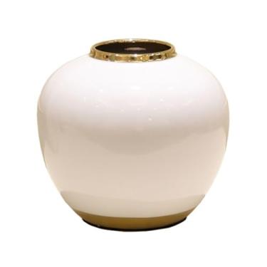 Imagem de Vaso de cerâmica redondo moderno armário de TV, mesa de jantar, decoração de sala de estar, flores secas, arranjo de flores, ornamento, vaso de centro de mesa