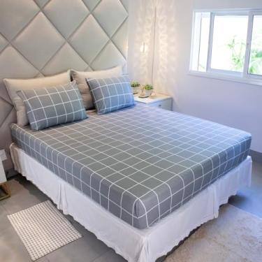 Imagem de Jogo de Lençol Cama Queen Malha 100% Algodão 3 Peças Estampado Com Elástico Toque Macio Cozzilar (Modelo 15)