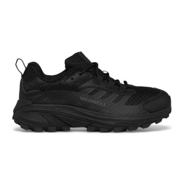 Imagem de Merrell Tênis de caminhada unissex infantil Moab Speed 2 Low impermeável (criança pequena), Preto/Preto/Preto, 4 Big Kid