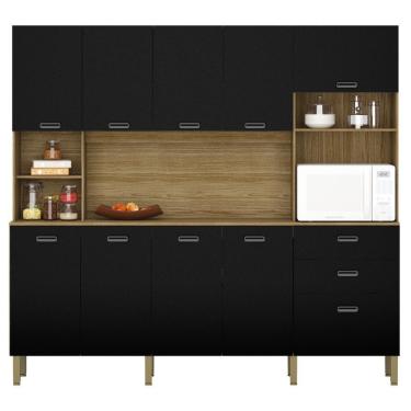 Imagem de Armário De Cozinha Completo 10 Portas Sófia Freijó Nero