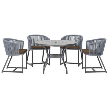 Imagem de Mesa Com 4 Cadeiras E Noronha Estofado 9 Trama Original Prata