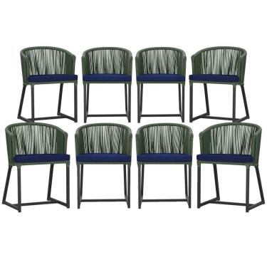 Imagem de 8 Cadeiras De Jantar área Noronha Preta E10 Trama Original Verde
