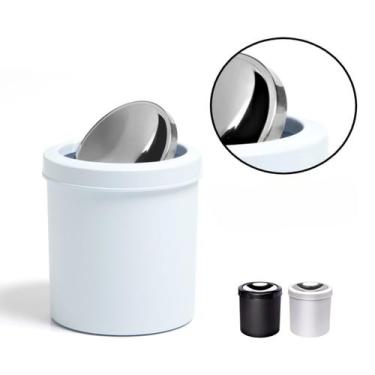 Imagem de Lixeira Banheiro Tampa Basculante Inox Cesto 5L Escritório - Viel, Bra