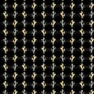 Imagem de Papel De Parede Cavalo Dourado E Cinza Fundo Preto Adesivo