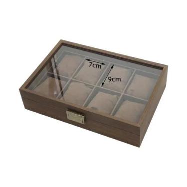 Imagem de Caixa Organizadora De Relógios De Madeira Com Janela De Vidro Para Arm