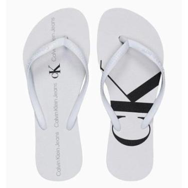Imagem de Chinelo Feminino Calvin Klein Jeans Logo Corrido Branco CKJV11030900-Feminino