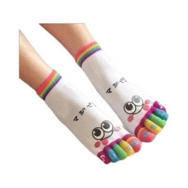 Imagem de Meias Casuais Curtas De Algodão Com Estampa De Urso Sorridente De Cinc