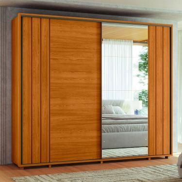 Imagem de Guarda Roupa Casal Grande 2 Portas de Correr com 1 Espelho 100% MDF Dalí 278cm Madetec