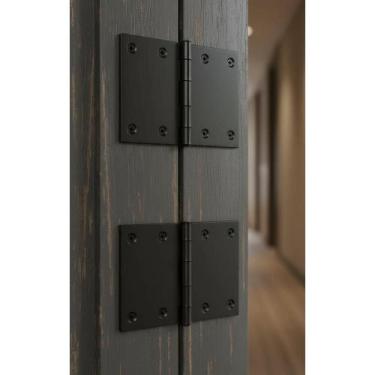 Imagem de Dobradiça Porta Madeira Preta 3 Unid 360 C/ Pino Reversível - Congratu