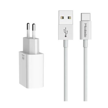 Imagem de Super Kit Carregador 2P/2 USB e Cabo Tipo C 2,4A 1,0M Branco - MCDODO