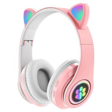 Imagem de Fone De Ouvido Sem Fio Orelha De Gatinho Gato Headphone Led Sem Fio Co