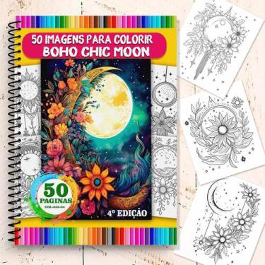Imagem de Livro para Colorir Boho Chic Moon 4ª Edição - Seu Momento de Paz e Cri