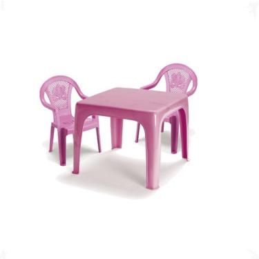 Imagem de Mesinha Infantil Rosa 46x38cm+2 Cadeira Poltroninha Kids - Injeplastec