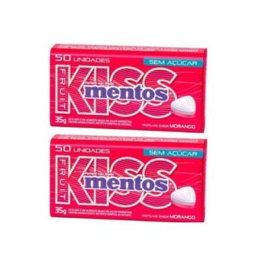 Imagem de Kit 2 Pastilha Mentos Kiss Morango Sem Açúcar
