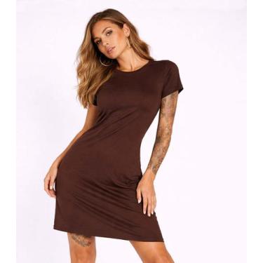 Imagem de Vestido Feminino Curto Com Manga Infinita Cor Marrom, G, Marrom