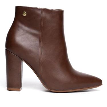 Imagem de Bota Feminina Vizzano Cano Curto Bico Fino Marrom, Marrom, 37