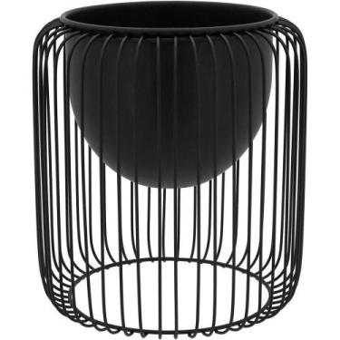 Imagem de Cachepô Vaso Decorativo Planta Metal 28x26x26cm Preto - HOME & CO