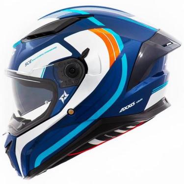 Imagem de Capacete Masculino Axxis Panther Tribute Azul Oculos Moto, Azul Branco