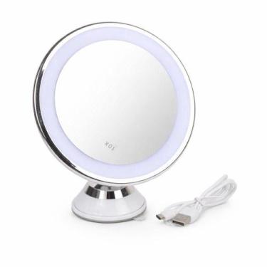 Imagem de Espelho de Mesa Led Redondo 17x18cm Plástico para Maquiagem Branco Bla