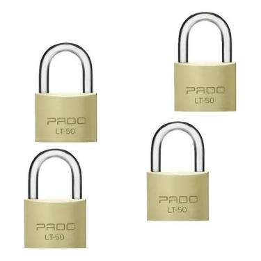 Imagem de Kit 4 Cadeado Pado 50mm Mesmo Segredos Iguais Mesma Chave