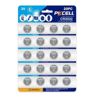 Imagem de Pilha de lítio PKCELL CR2032 3V, pacote com 20 unidades, alta capacida