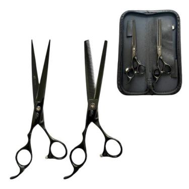 Imagem de Kit Tesouras Para Canhoto Fio Laser E Desfiadeira 7.0 - Umi