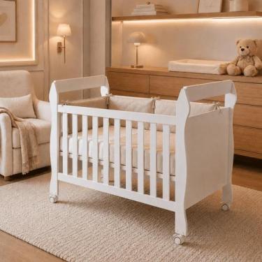 Imagem de Berço Americano Soninho 2 em 1 Vira Mini Cama Rodízios Moderno Compact