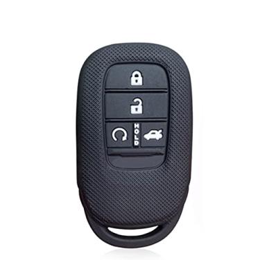 Imagem de SELIYA Capa de silicone para chave de carro 5/6 botões, adequada para Honda CIVIC Accord Vezel Pilot Freed CRV, preta (5 BT)