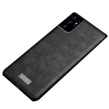 Imagem de Capa para Samsung Galaxy S21/S21 Plus/S21 Ultra, capa protetora de poliuretano termoplástico elegante de couro premium ultrafino para negócios elegante, preta, S21 de 6,2 polegadas