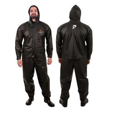 Imagem de Capa de Chuva Motociclista PVC Preto Com Capuz Moto Pioneira