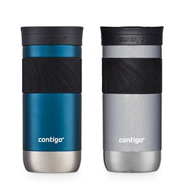 Imagem de Contigo® SNAPSEAL™ Caneca de viagem isolada de aço inoxidável com aderência, 473 ml, cetim transparente mirtilo e morel dourado