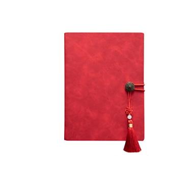 Imagem de A6 A5 B5 Caderno Espiral de Couro Falso e Agenda Caderno de Capa Dura Agenda Organizador Recarregável, A5 Vermelho