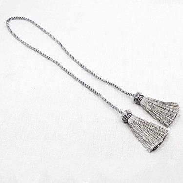 Imagem de 1 peça Cortina de borla Tieback Room Acessórios Suporte de cortina Fivela Corda Feito à Mão Tassel Franja Bandagem Decoração de Casa, Prata, 2 Peças