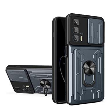 Imagem de YUNCHAO Caixa de telefone Para Motorola Edge 20 Pro Sliding Camshield TPU+Caixa de telefone PC com slot de cartão capa para celular