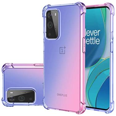 Imagem de Gufuwo Capa para OnePlus 9 Pro Cute Case Girls, Gradient Slim Anti Scratch Soft TPU Phone Cover Capa Protetora à Prova de Choque para OnePlus 9 Pro 5G (Azul/Rosa)