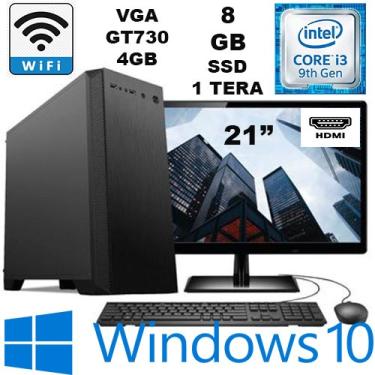 Imagem de Computador modern completo intel core I3 9100F Quad Core 3.6Ghz 8GB ssd 1TERA vga 4GB GT730 LED21 windows 10 pro