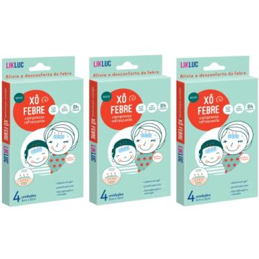 Imagem de Xô Febre Kit 3 Caixas 12 Unidades Compressas Refrescantes Para Alivio Da Febre Likluc