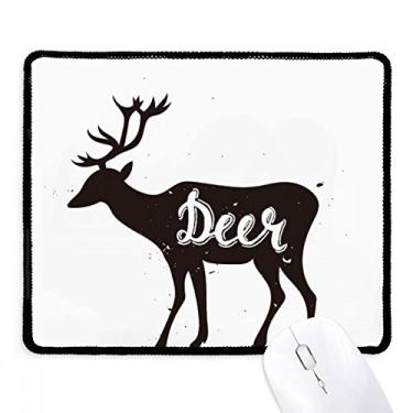 Imagem de Mousepad veado preto e branco animal borda costurada tapete de borracha para jogos