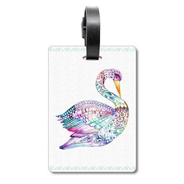 Imagem de Pássaro colorido em aquarela, bolsa de bagagem, cartão de bagagem, etiqueta para pendurar
