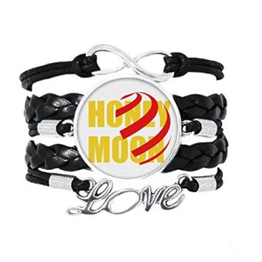 Imagem de OFFbb-USA Pulseira de fita de lua de mel, acessório de amor, corda de tricô de couro torcido, presente
