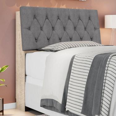 Imagem de Cabeceira Casal Estofada Amarula Cinza